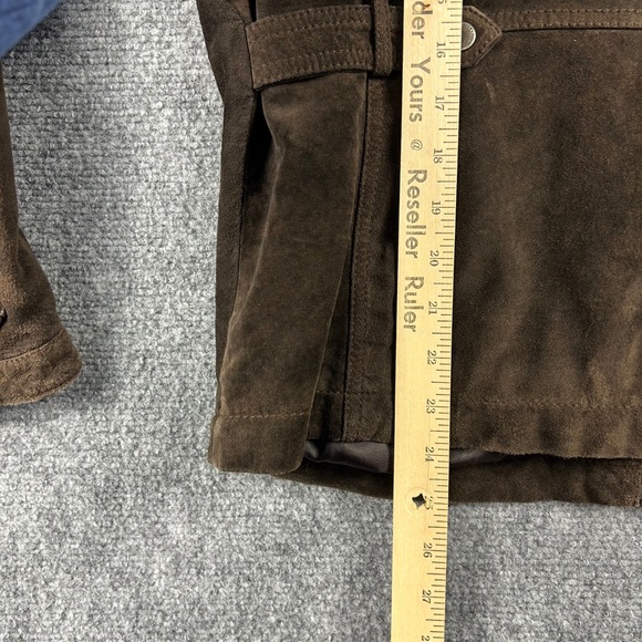 Eddie Bauer Jacket Womens M Brown Seattle Suede Washable Leather Zip Up Coat - Picture 7 of 7